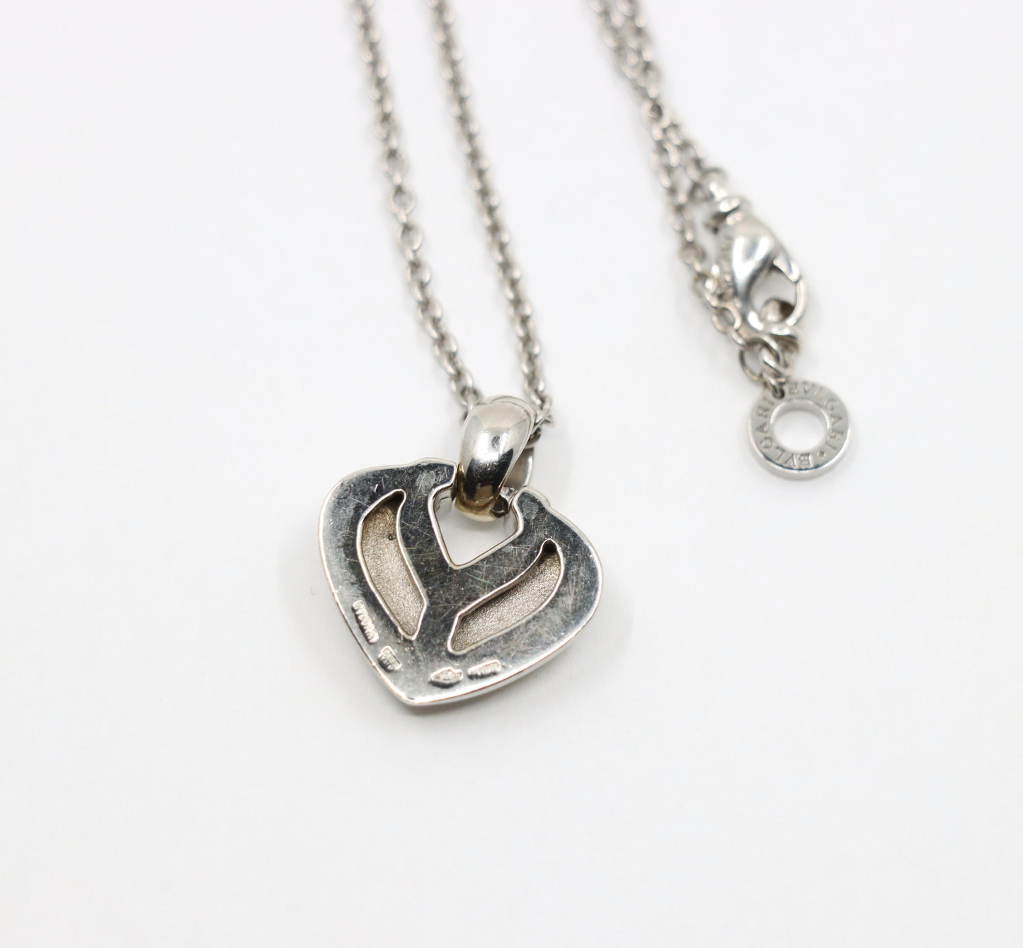 BVLGARI 18K White Gold Heart Shape Pendant Necklace