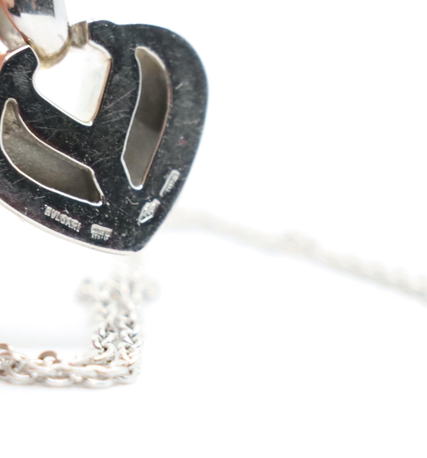 BVLGARI 18K White Gold Heart Shape Pendant Necklace