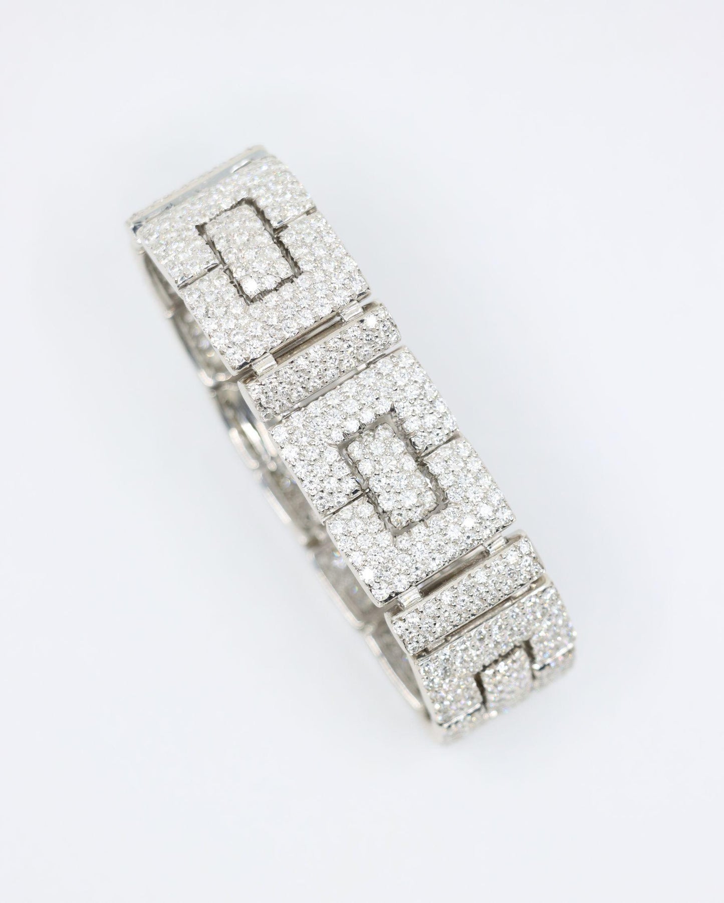Art Deco 18K White Gold Diamonds Bracelet
