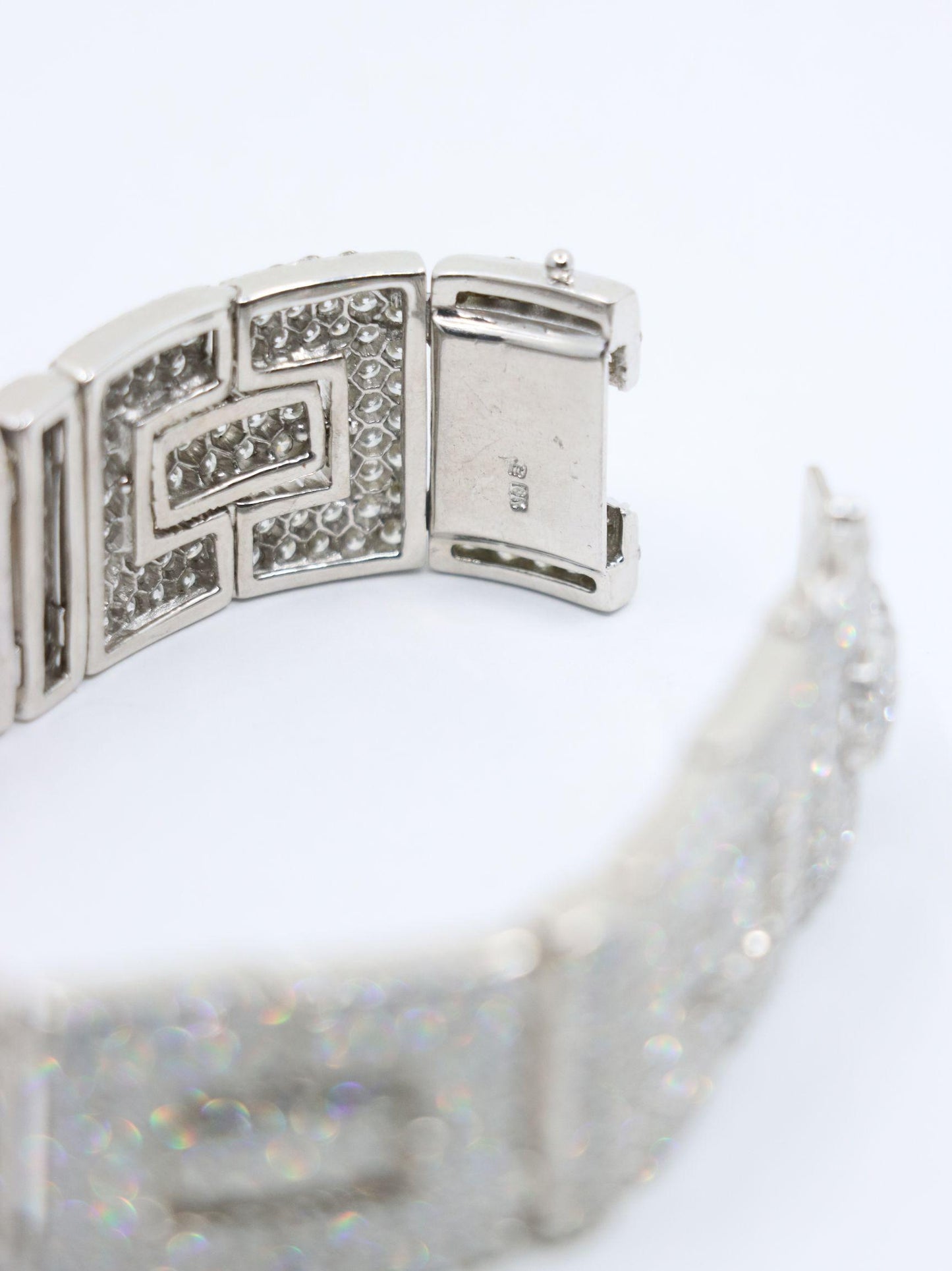 Art Deco 18K White Gold Diamonds Bracelet
