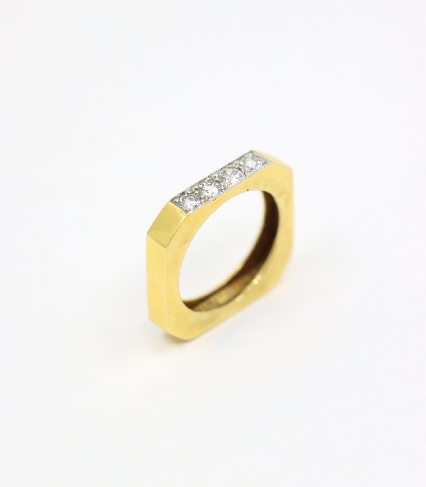 David Webb 18K Gold Diamonds Square Ring
