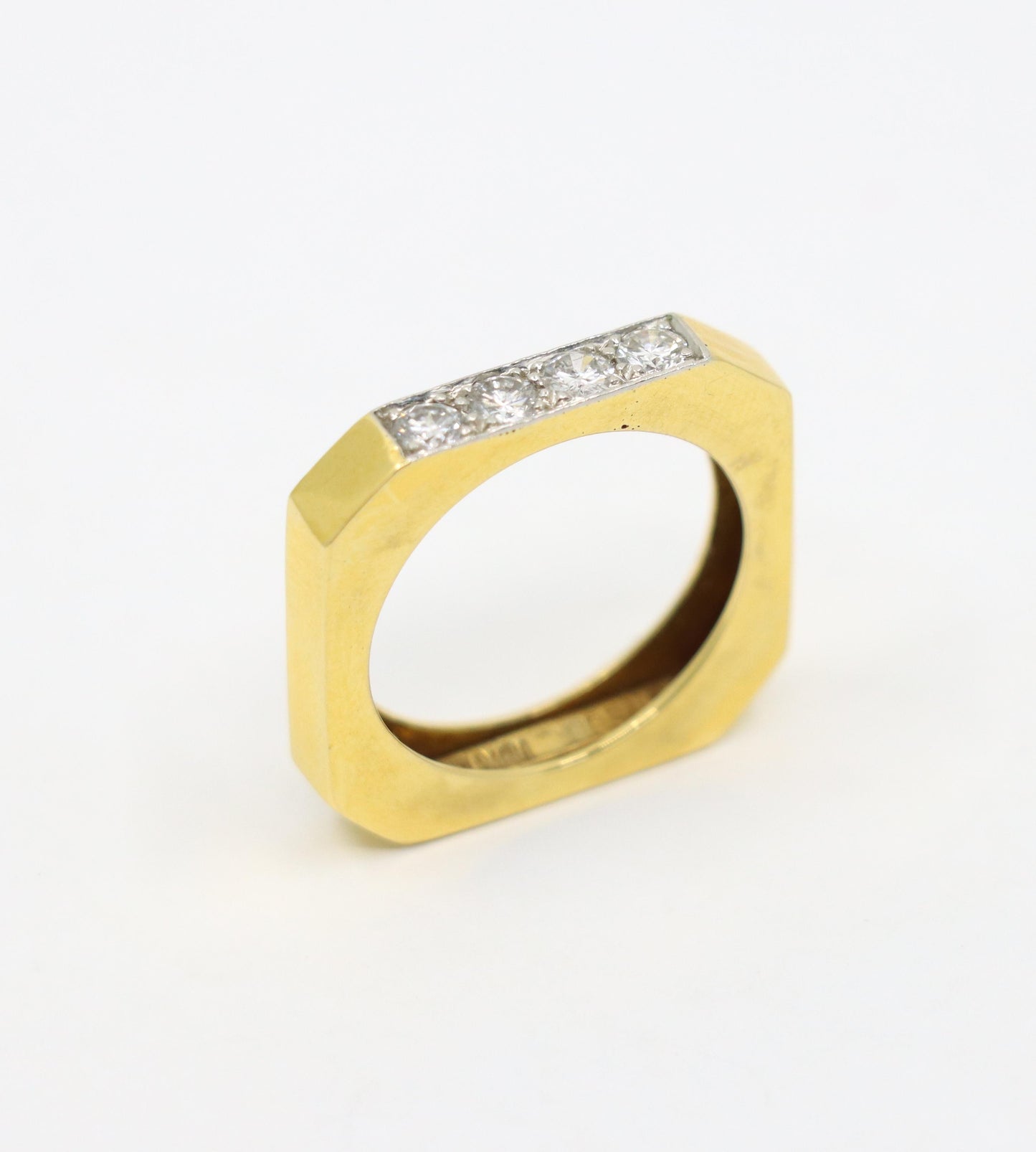 David Webb 18K Gold Diamonds Square Ring