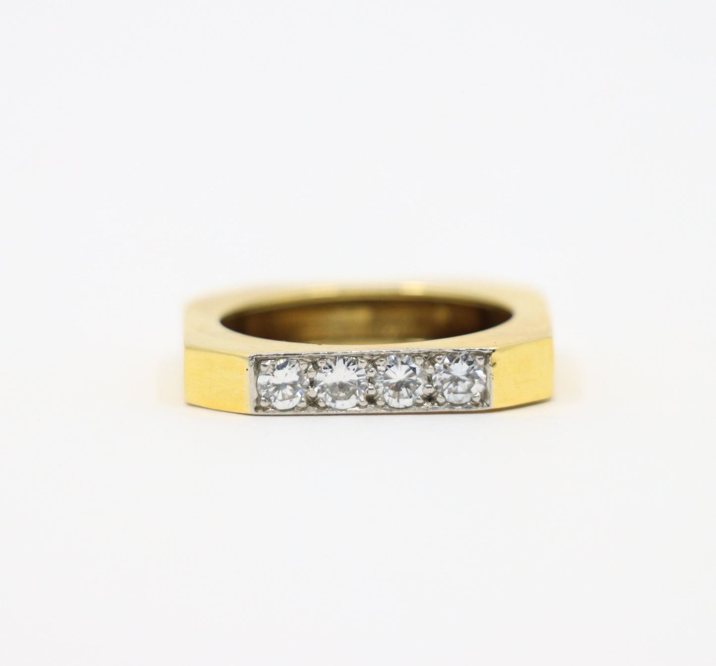 David Webb 18K Gold Diamonds Square Ring
