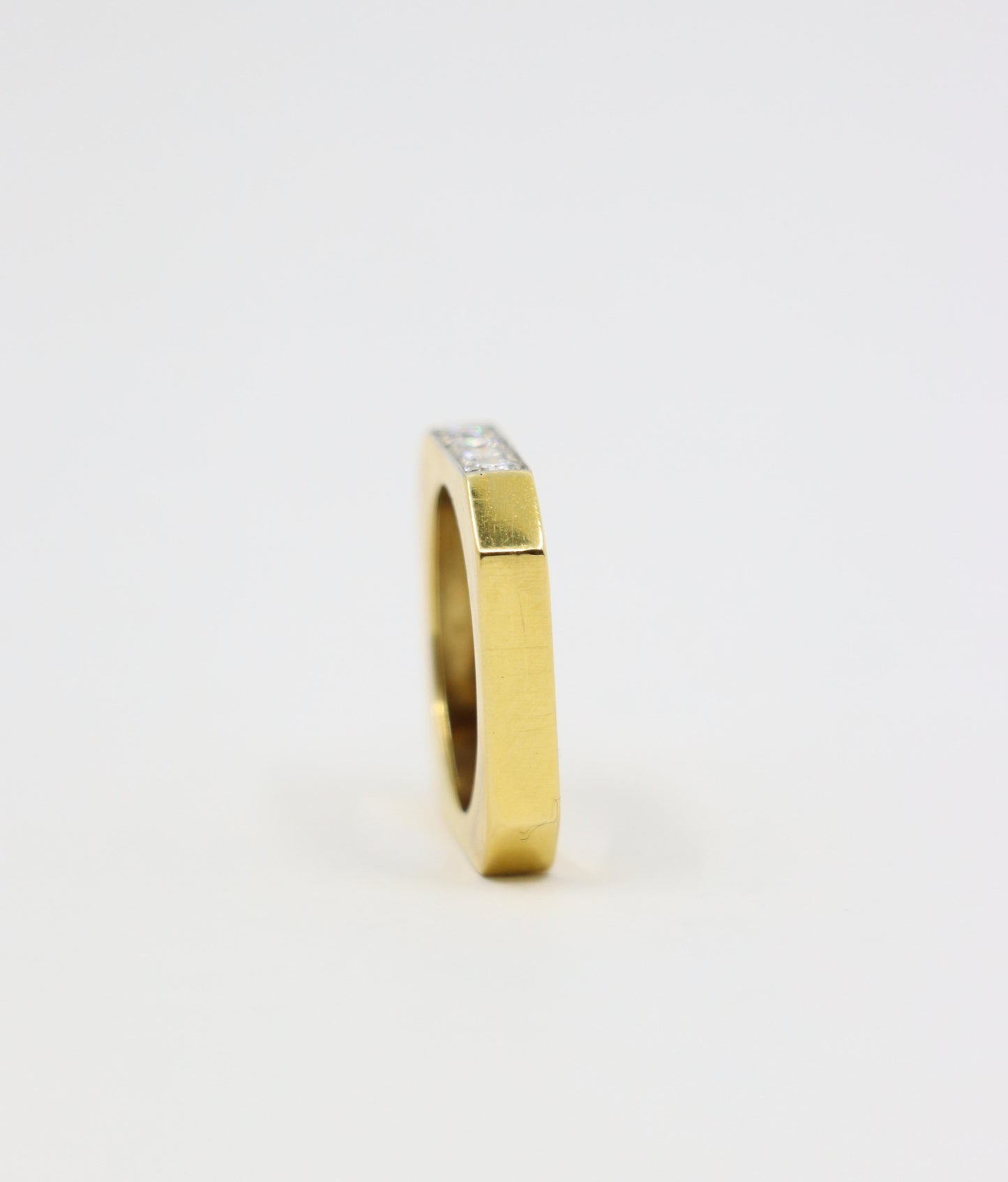 David Webb 18K Gold Diamonds Square Ring