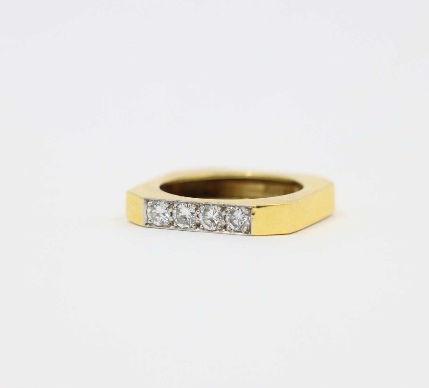 David Webb 18K Gold Diamonds Square Ring