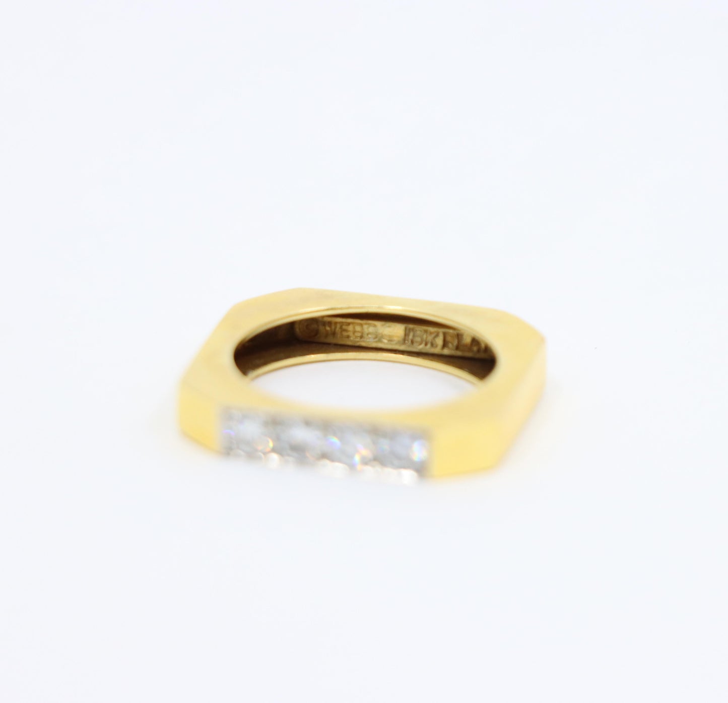 David Webb 18K Gold Diamonds Square Ring