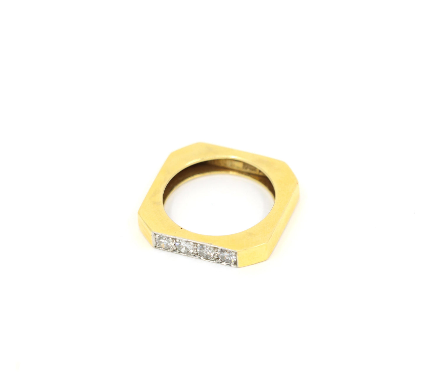 David Webb 18K Gold Diamonds Square Ring