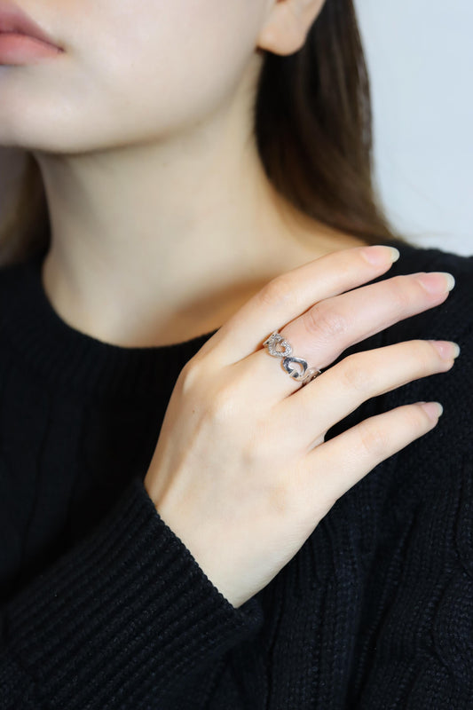 Cartier 18K White Gold Heart Diamond Band Ring