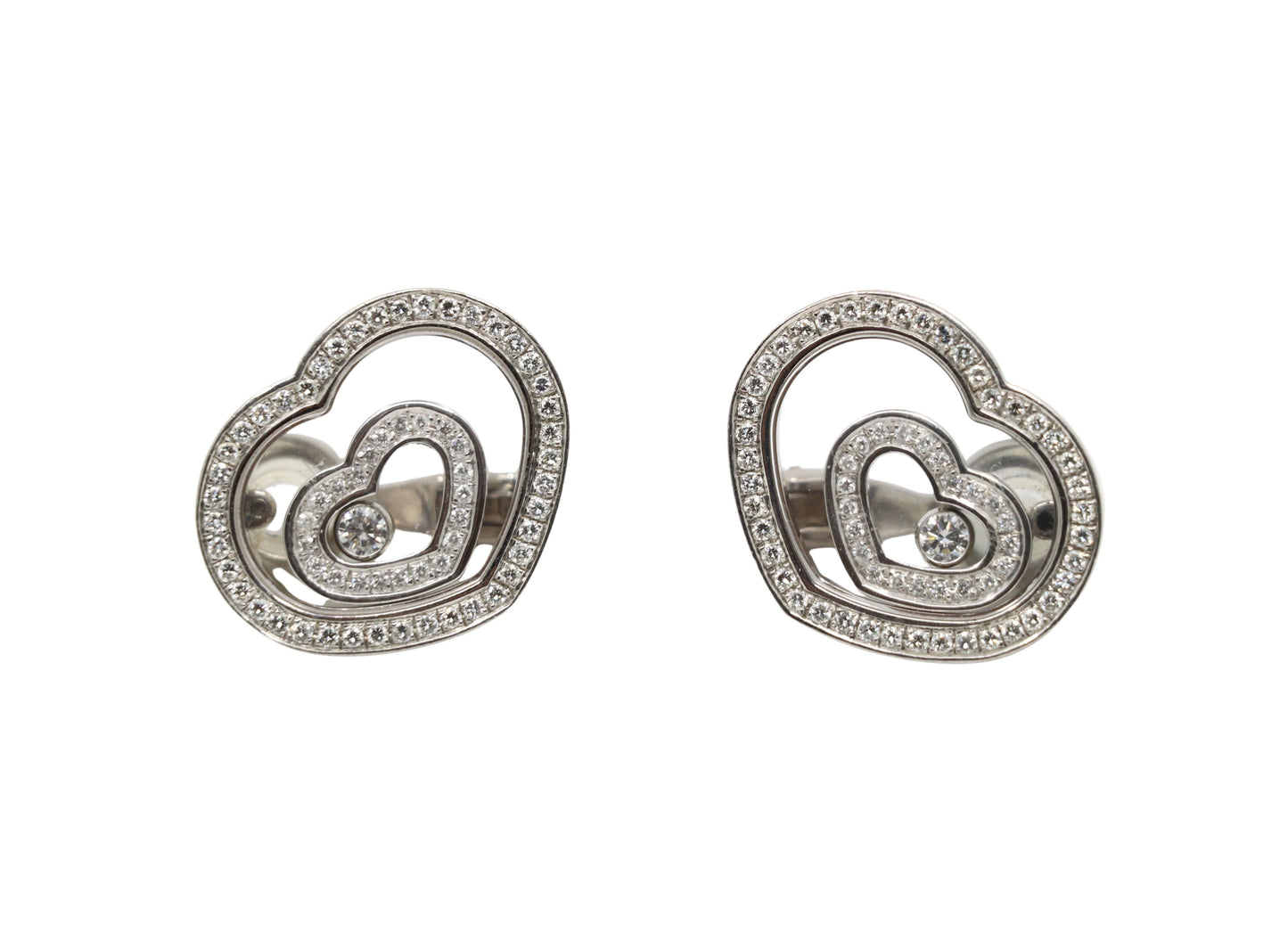 Chopard 18K White Gold Happy Spirit Heart Earrings