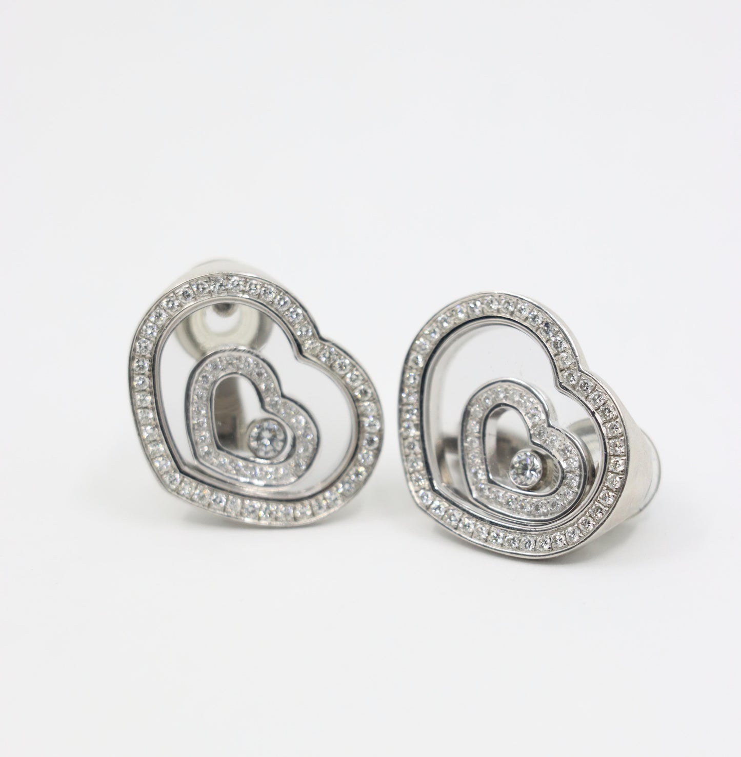 Chopard 18K White Gold Happy Spirit Heart Earrings