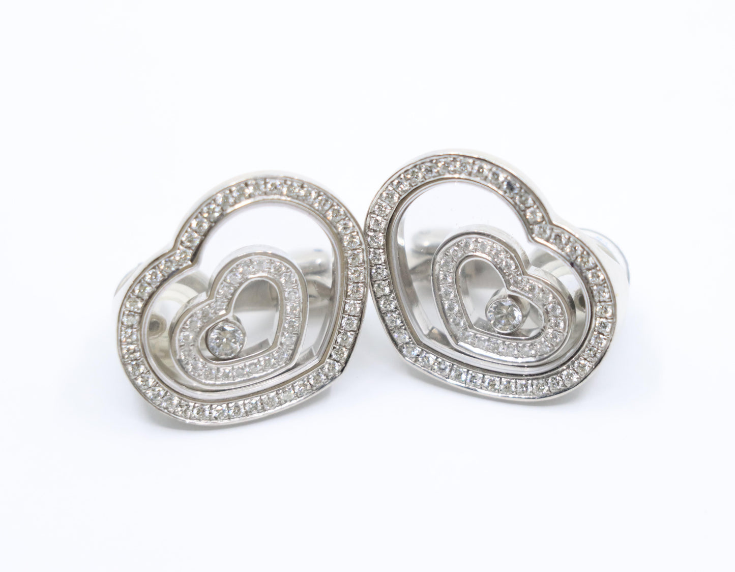 Chopard 18K White Gold Happy Spirit Heart Earrings