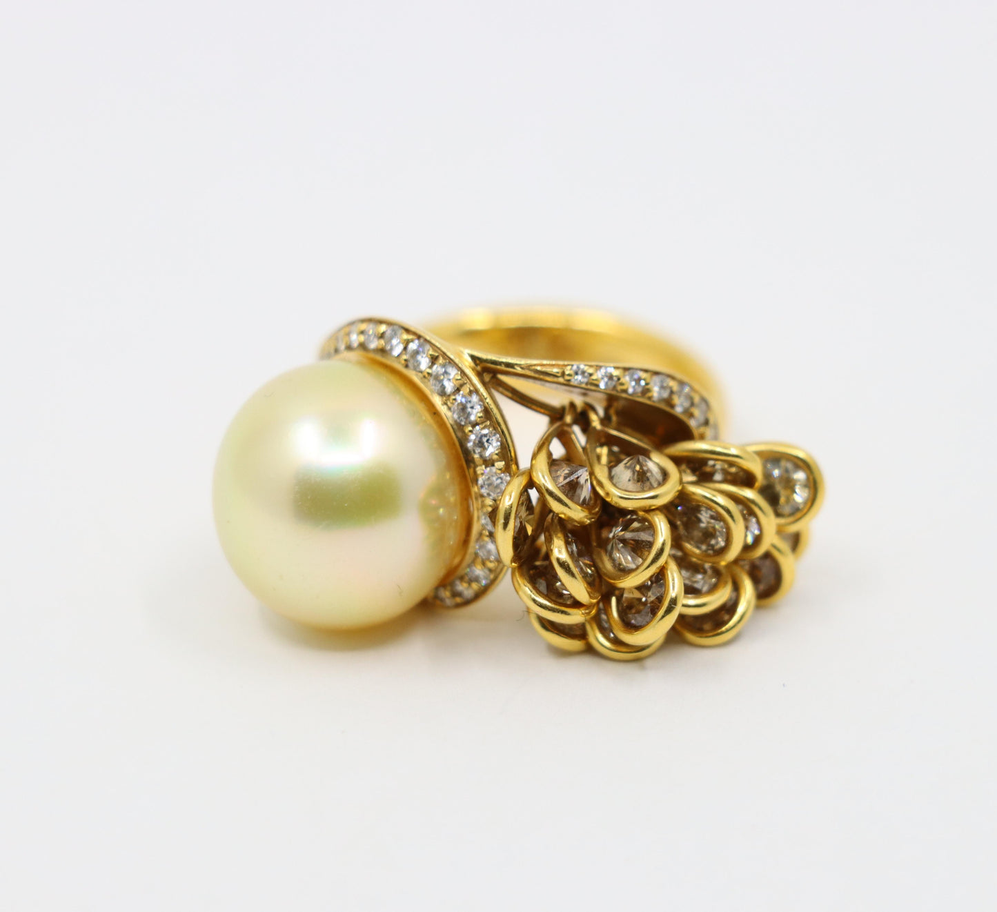 Utopia 18K Gold Diamond Pearl Cocktail Ring