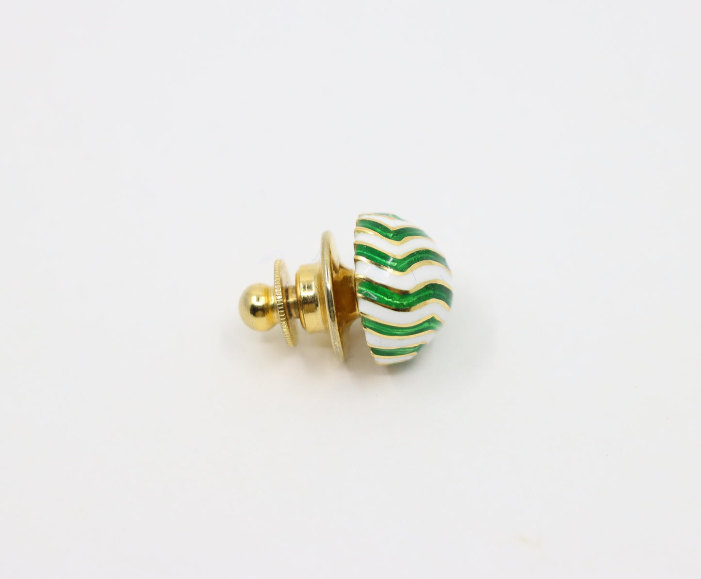 Vintage David Webb 18K Gold Green & White Enamel Cufflinks