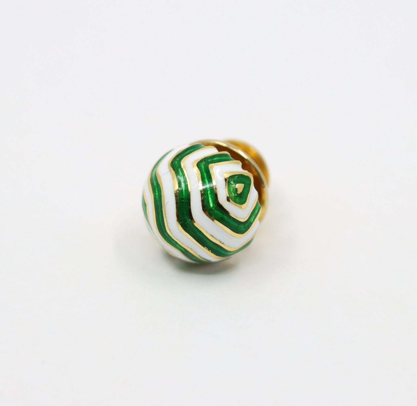 Vintage David Webb 18K Gold Green & White Enamel Cufflinks