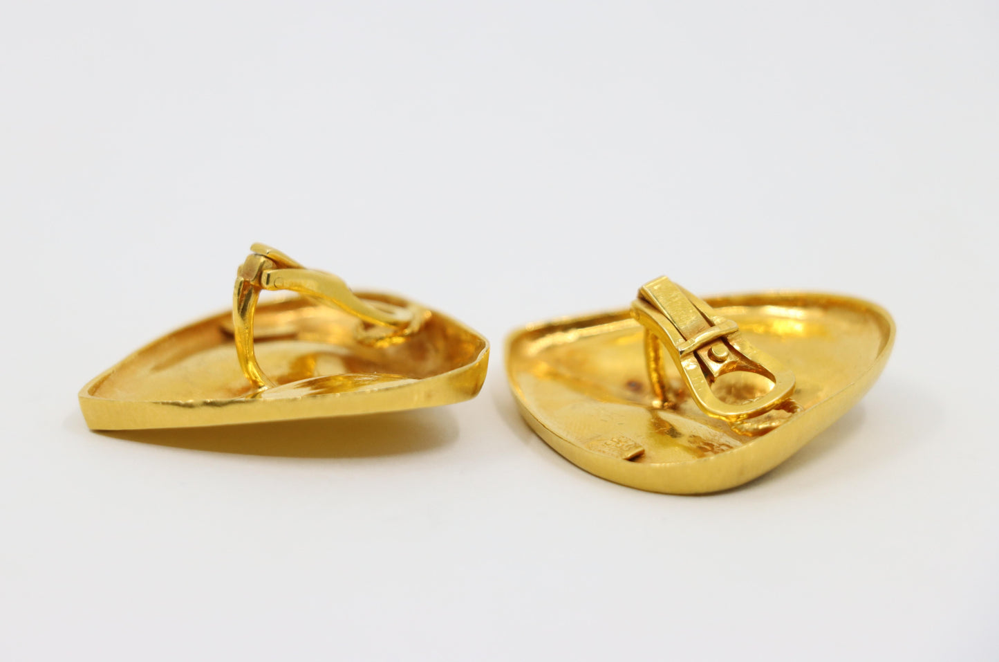 Vintage Zolotas 22K Gold Textured Heart Earrings