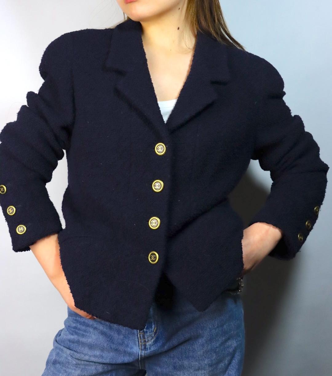 Vintage 1994 Chanel Boutique Navy Two-Piece Skirt Suit