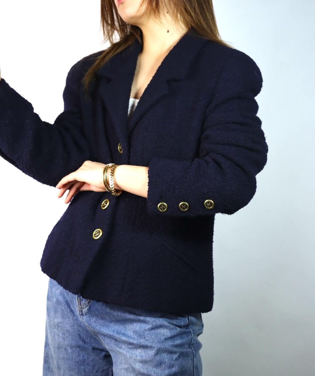 Vintage 1994 Chanel Boutique Navy Two-Piece Skirt Suit