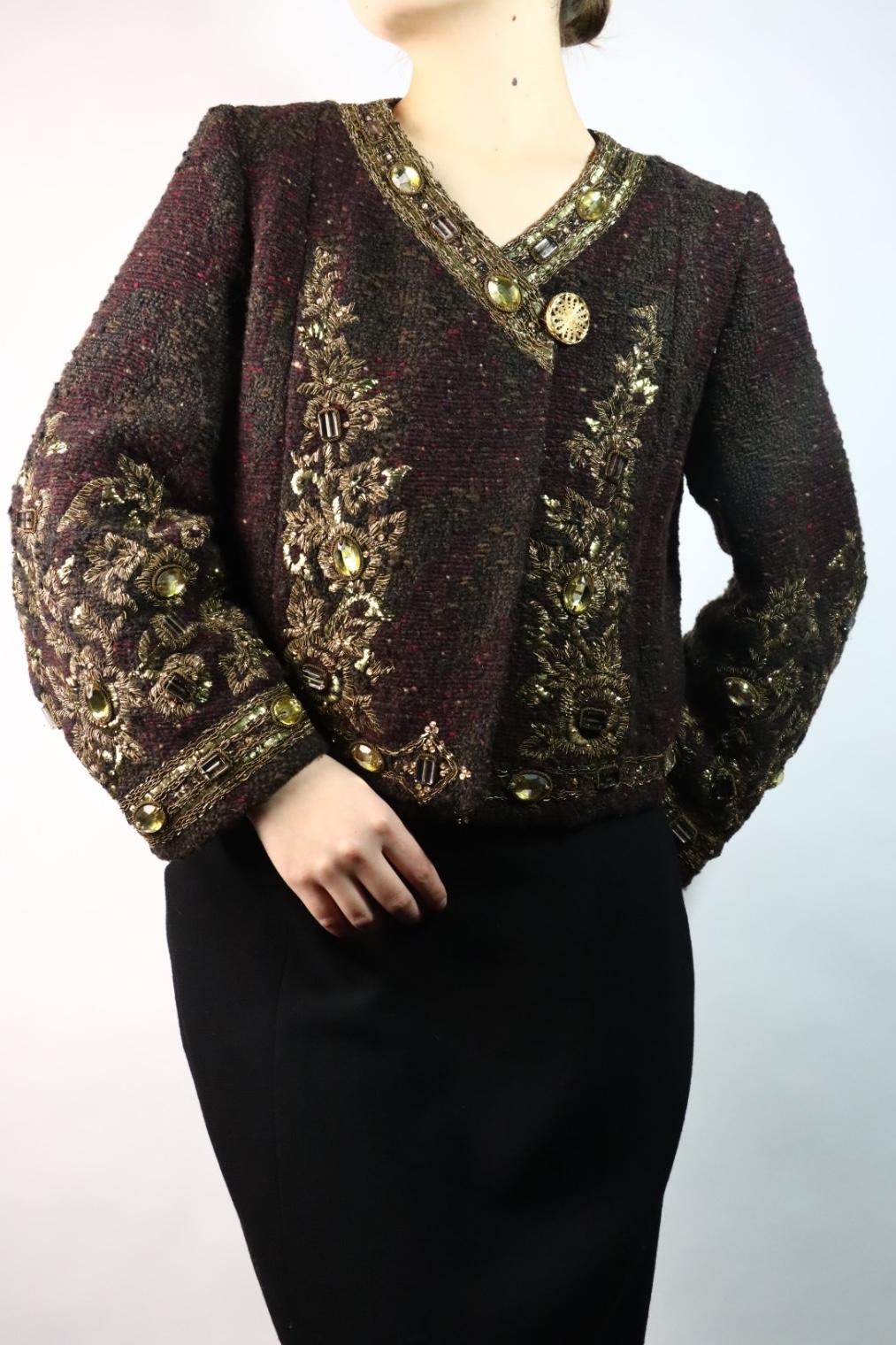 Vintage Oscar De La Renta Black Gold Embellished Jacket