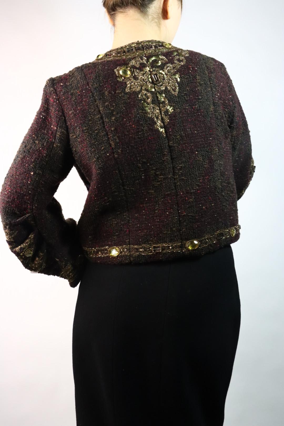 Vintage Oscar De La Renta Black Gold Embellished Jacket