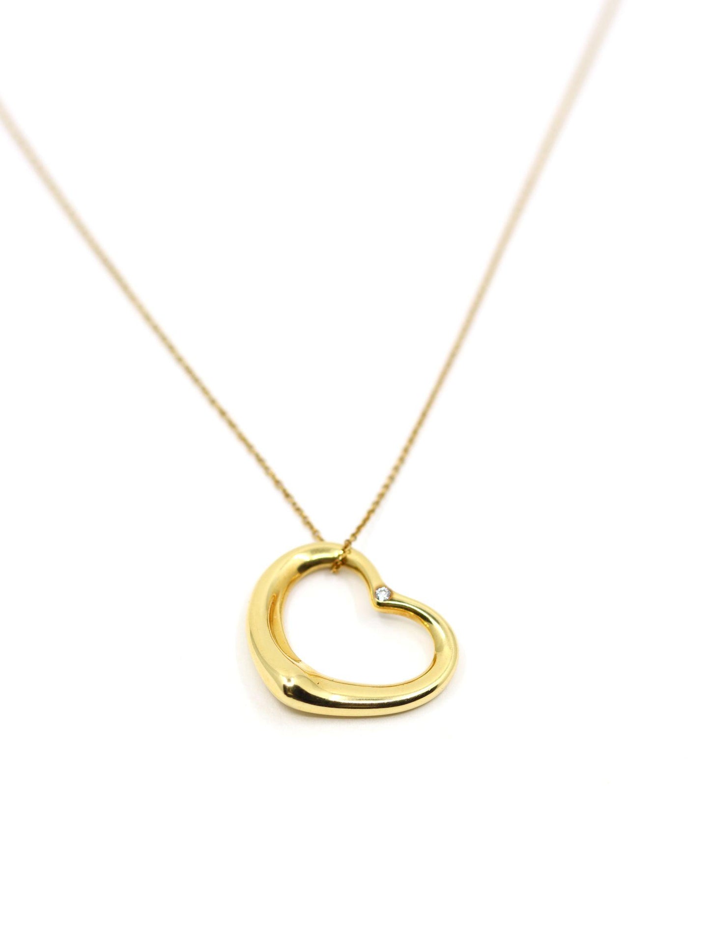 Tiffany & Co 18K Gold Elsa Perreti Diamonds Heart Pendant Necklace