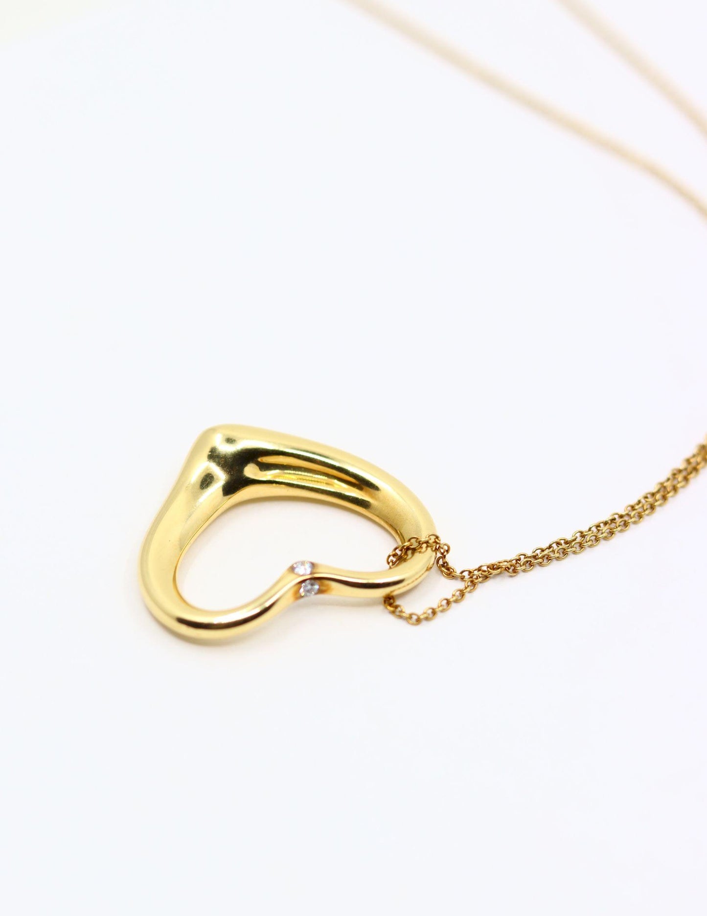 Tiffany & Co 18K Gold Elsa Perreti Diamonds Heart Pendant Necklace