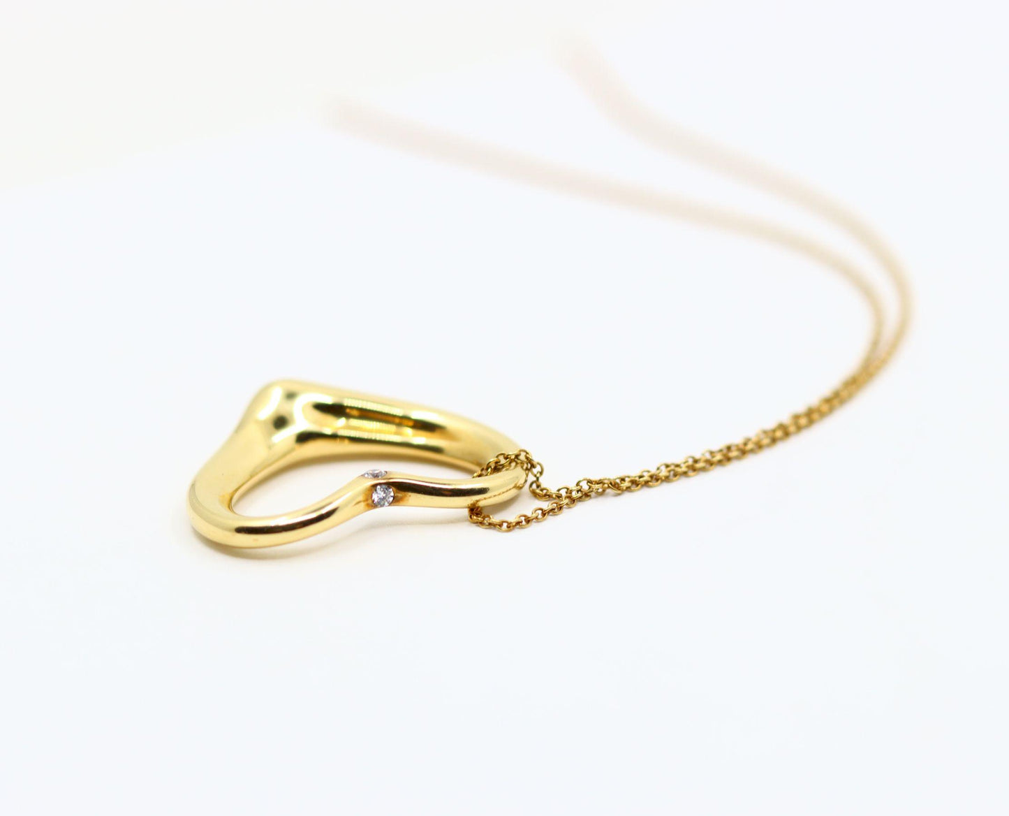 Tiffany & Co 18K Gold Elsa Perreti Diamonds Heart Pendant Necklace