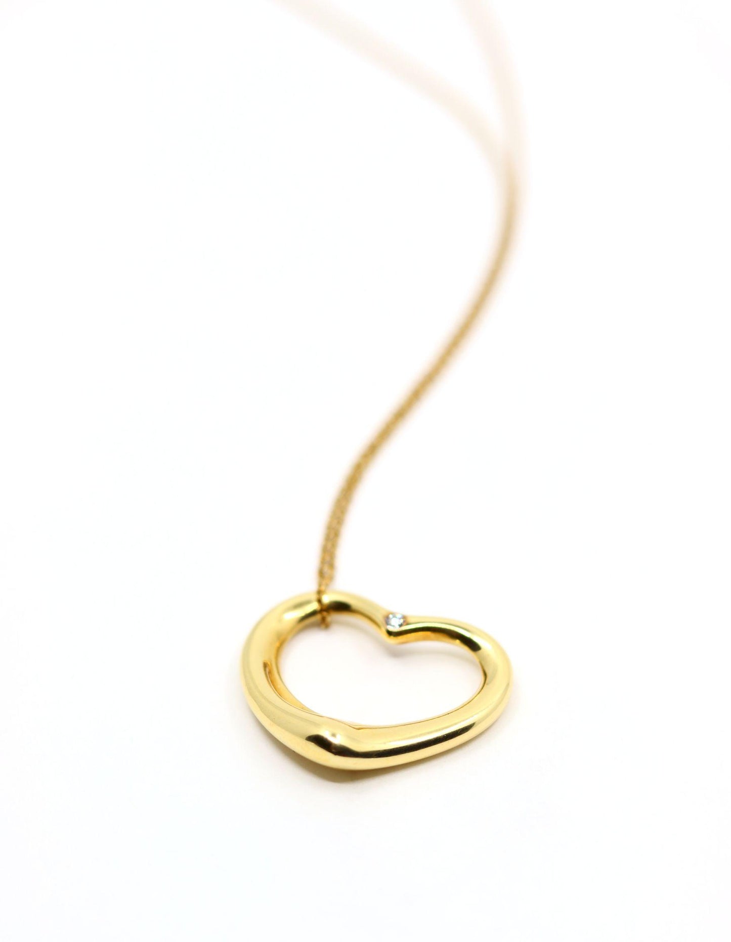 Tiffany & Co 18K Gold Elsa Perreti Diamonds Heart Pendant Necklace