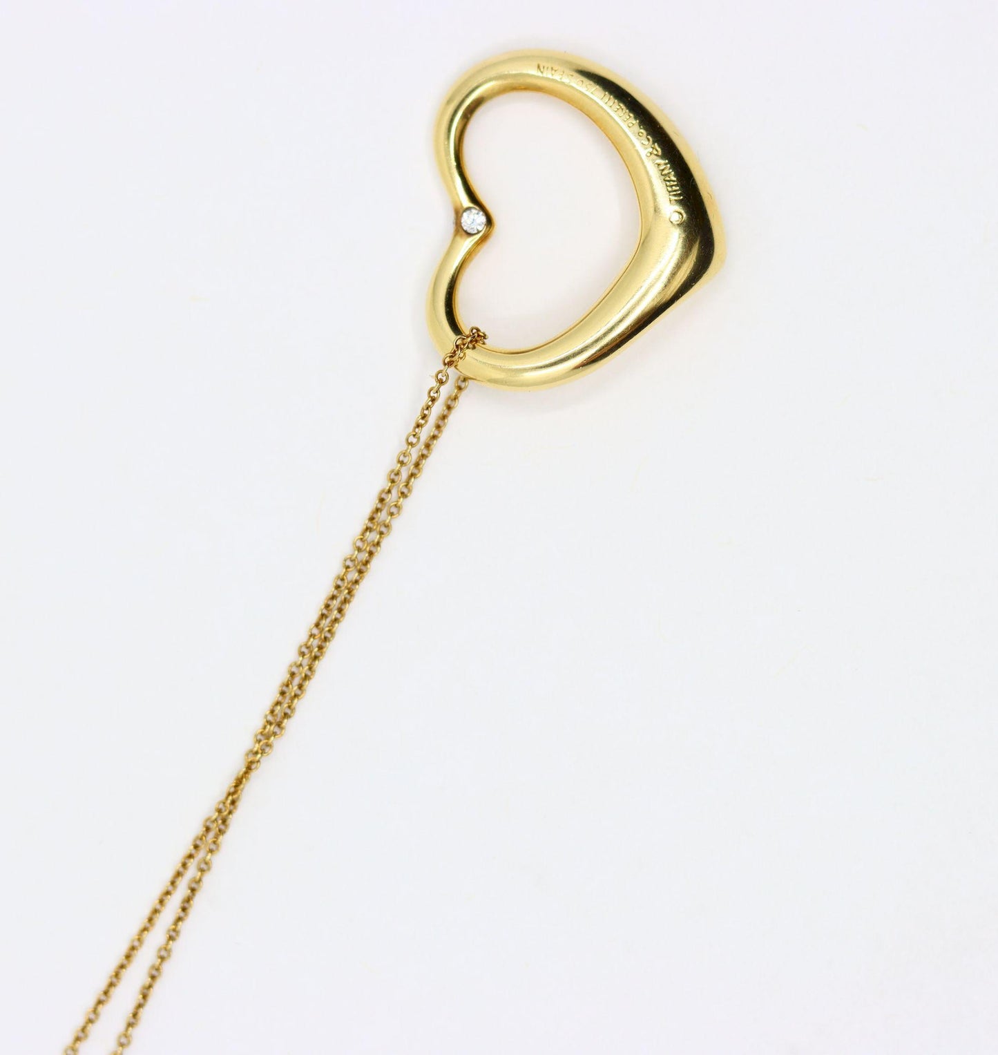 Tiffany & Co 18K Gold Elsa Perreti Diamonds Heart Pendant Necklace