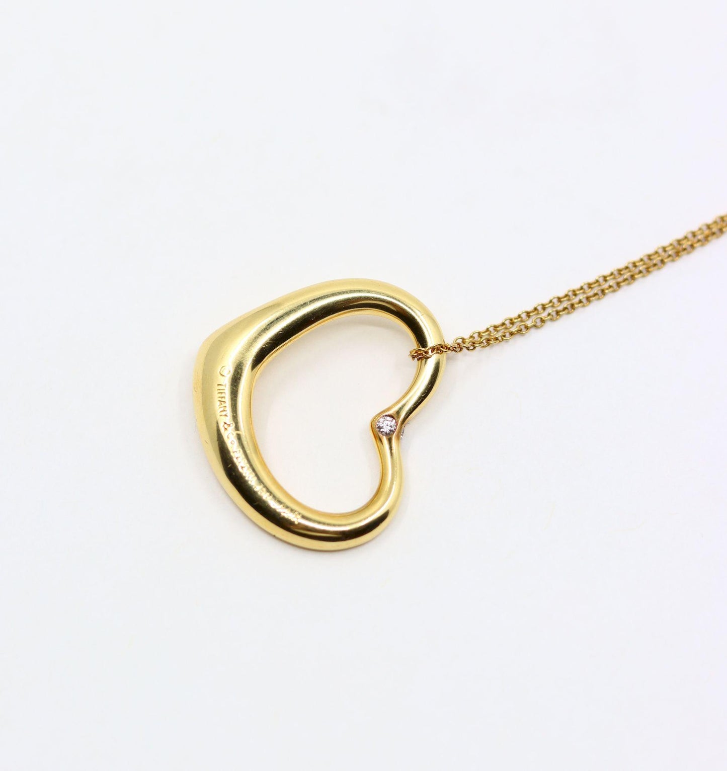 Tiffany & Co 18K Gold Elsa Perreti Diamonds Heart Pendant Necklace