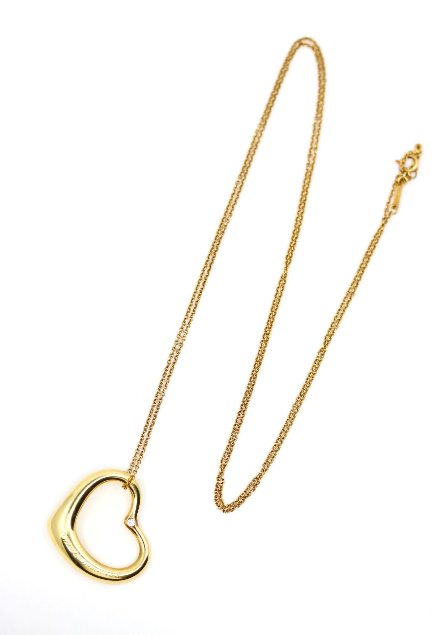 Tiffany & Co 18K Gold Elsa Perreti Diamonds Heart Pendant Necklace