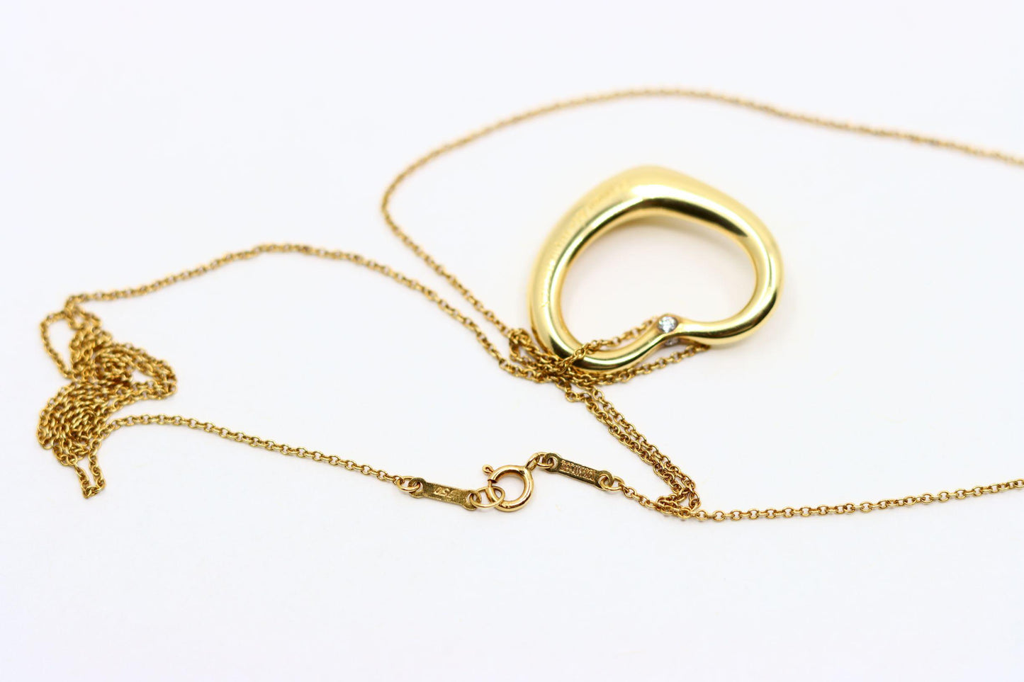 Tiffany & Co 18K Gold Elsa Perreti Diamonds Heart Pendant Necklace