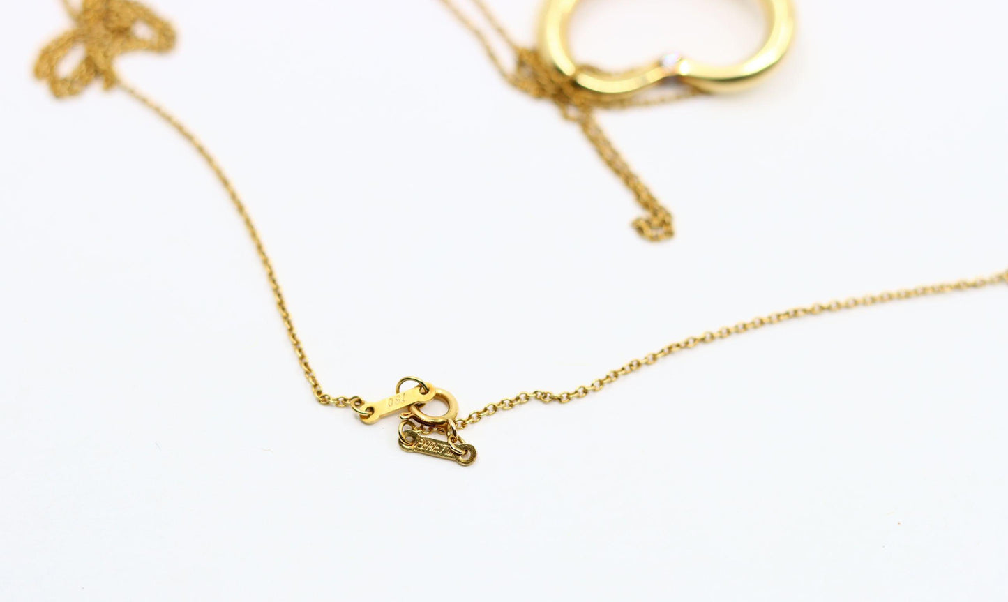 Tiffany & Co 18K Gold Elsa Perreti Diamonds Heart Pendant Necklace