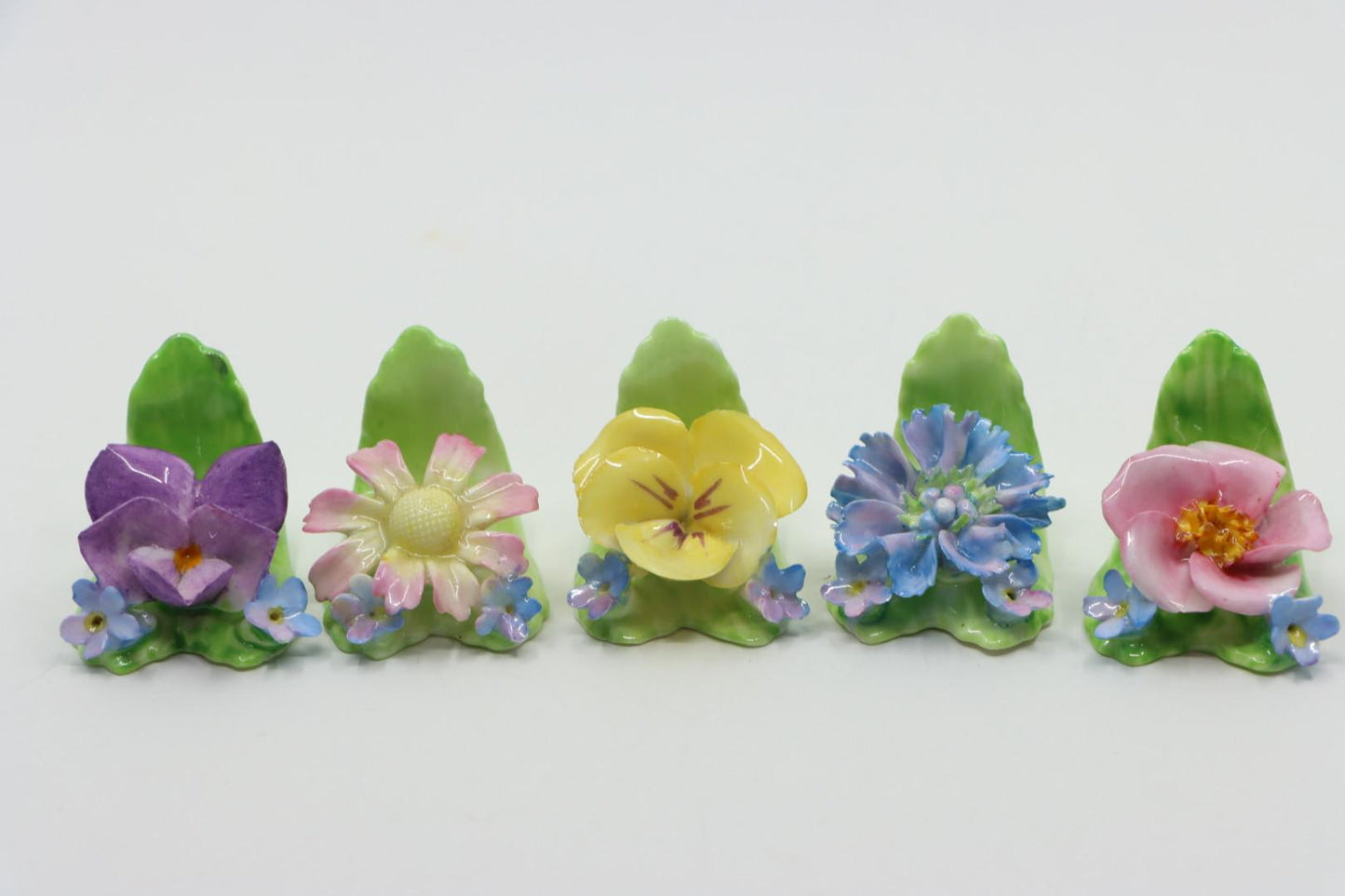 Eleven Coalport Fine English Bone China Flower Porcelain Place Card Holders