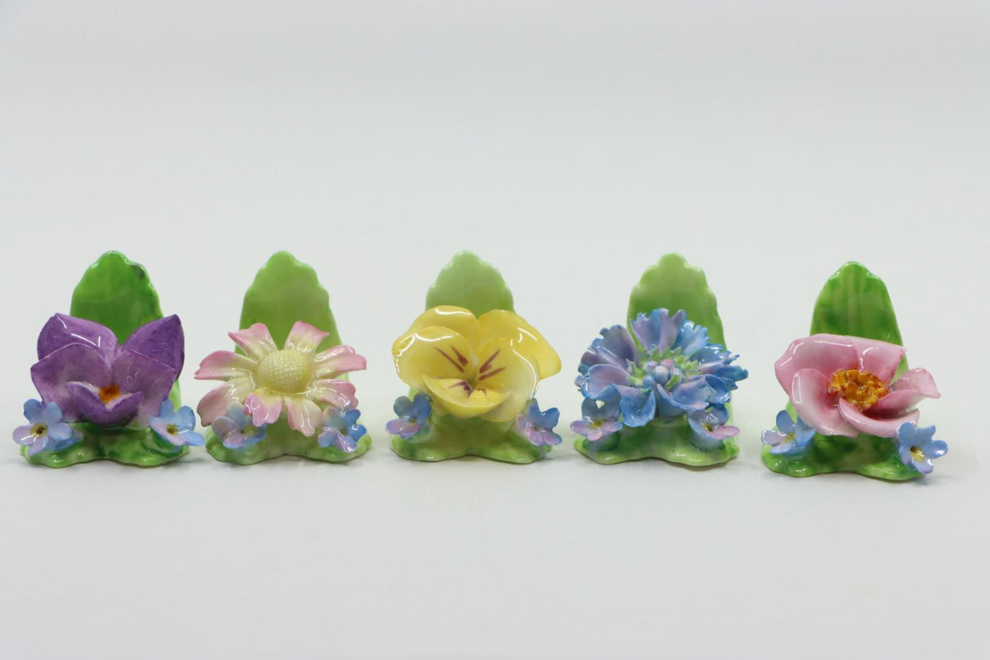 Eleven Coalport Fine English Bone China Flower Porcelain Place Card Holders