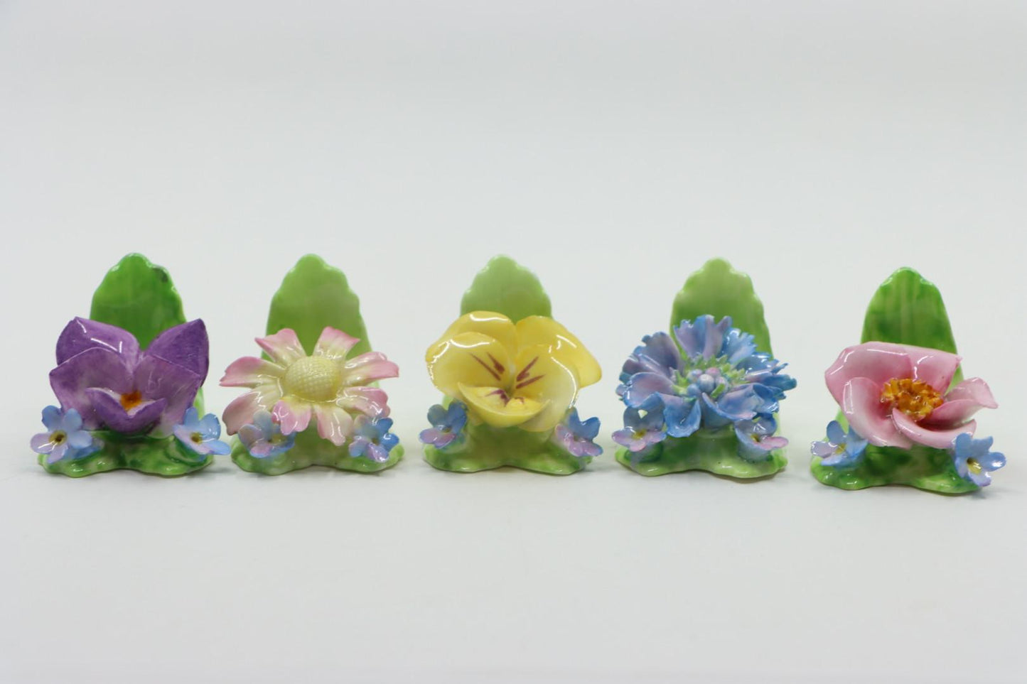Eleven Coalport Fine English Bone China Flower Porcelain Place Card Holders