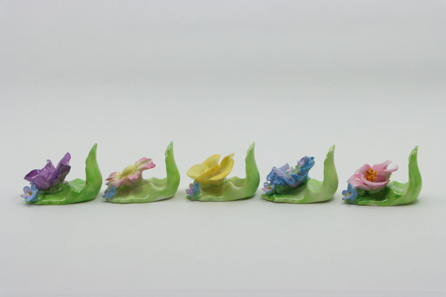 Eleven Coalport Fine English Bone China Flower Porcelain Place Card Holders
