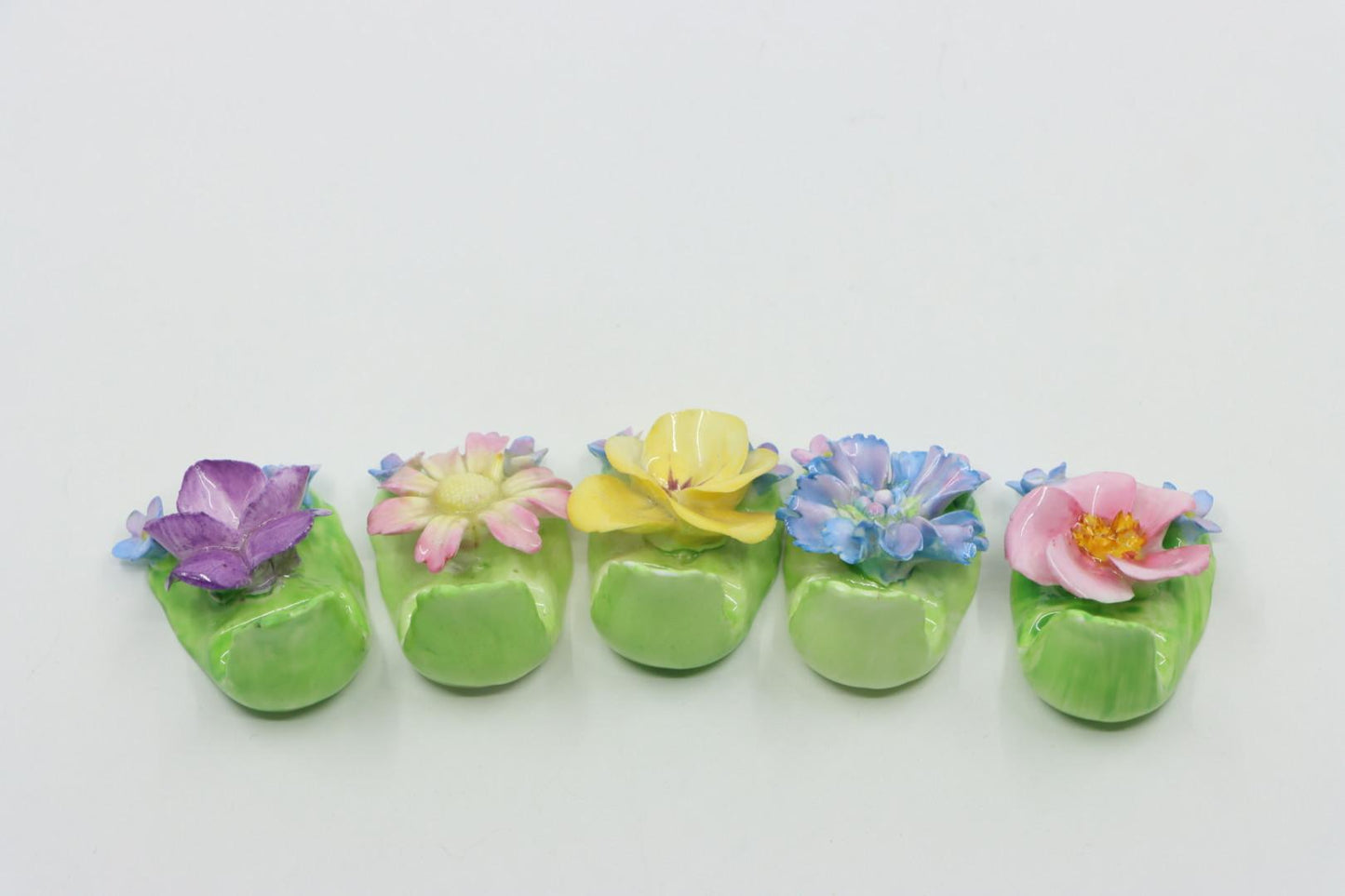 Eleven Coalport Fine English Bone China Flower Porcelain Place Card Holders