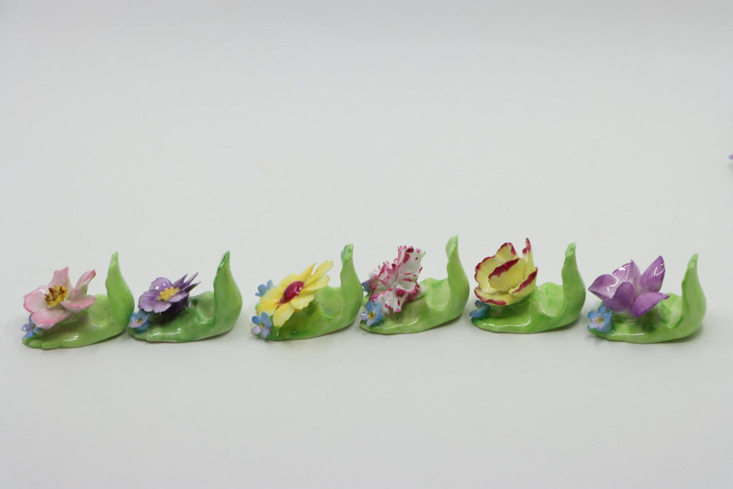 Eleven Coalport Fine English Bone China Flower Porcelain Place Card Holders