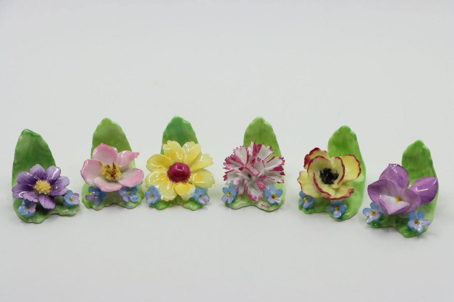 Eleven Coalport Fine English Bone China Flower Porcelain Place Card Holders