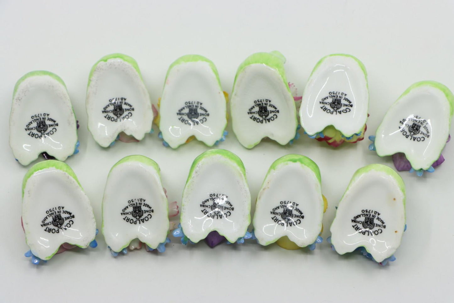 Eleven Coalport Fine English Bone China Flower Porcelain Place Card Holders