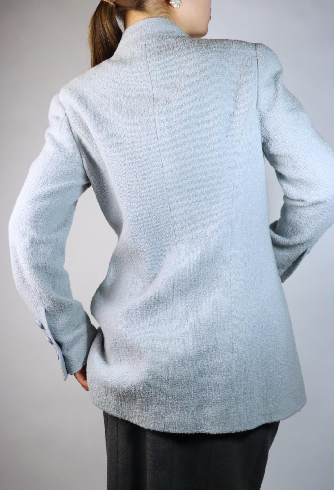 Vintage 1997 Chanel Baby Blue Tweed Jacket