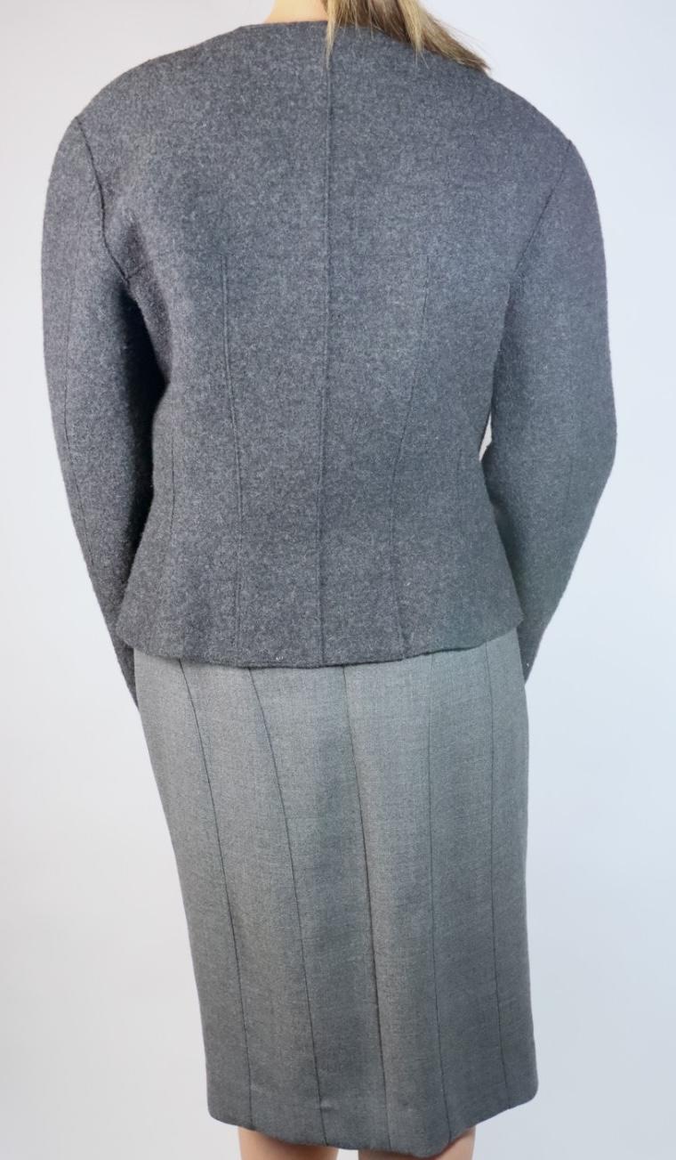 Vintage 1999 Chanel Gray Wool Jacket Suit
