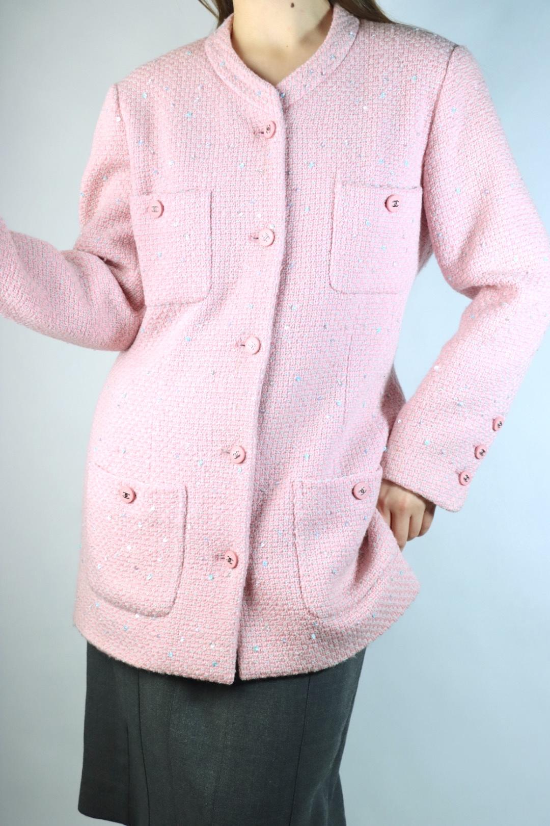 Vintage 1996 Chanel Pink Wool Long Jacket