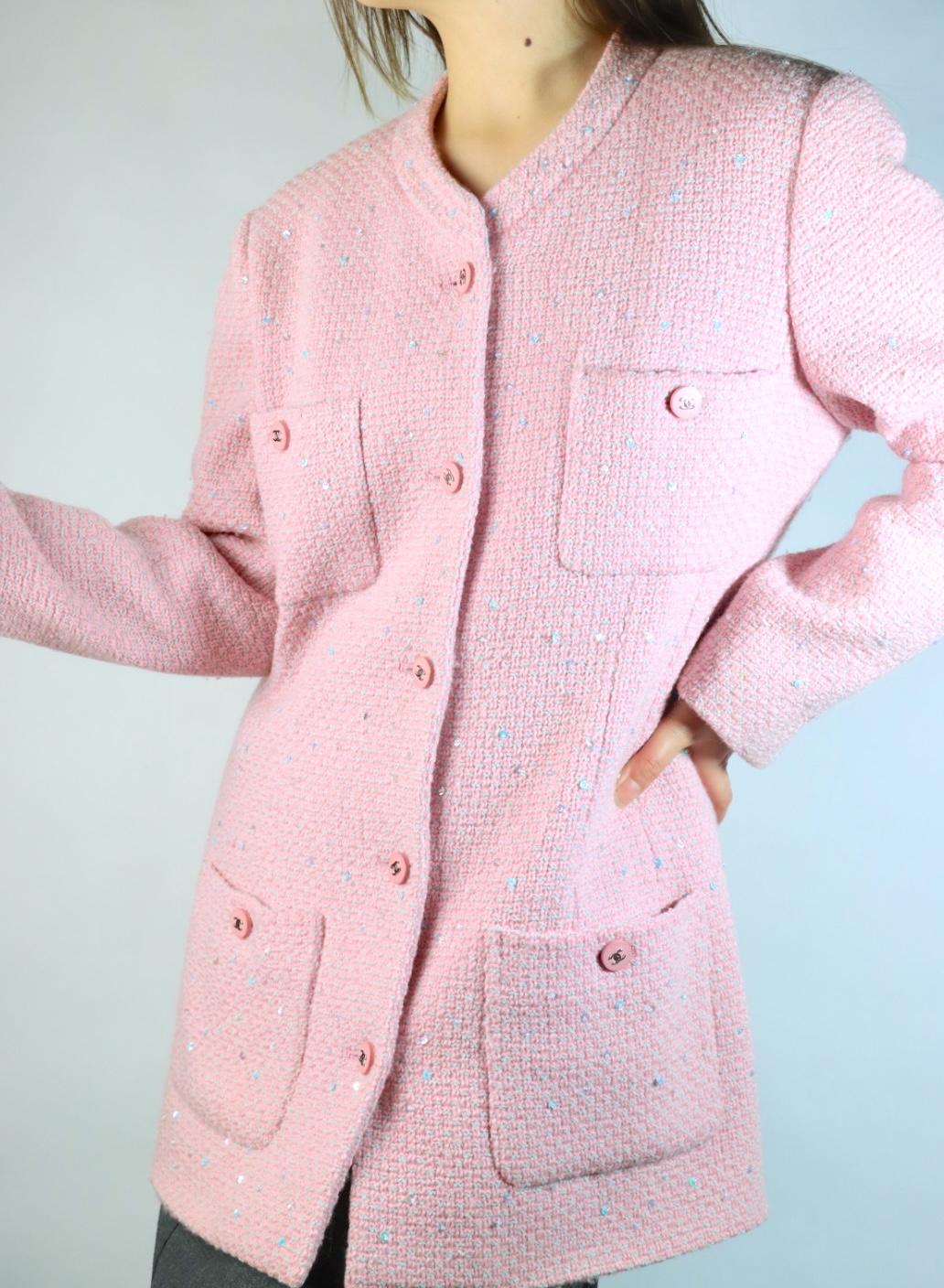 Vintage 1996 Chanel Pink Wool Long Jacket