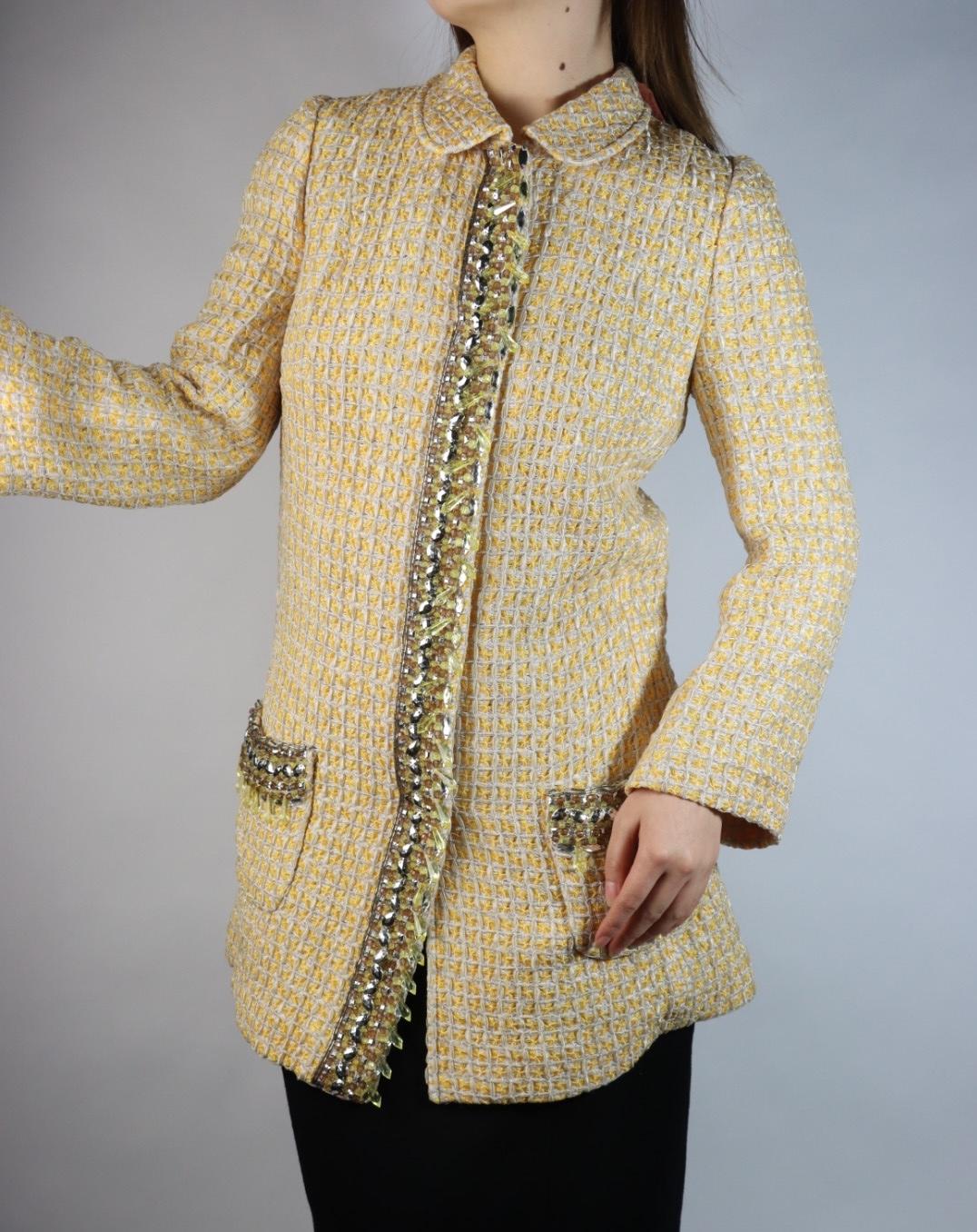 Vintage Dolce & Gabbana Yellow Tweed Embellished Jacket