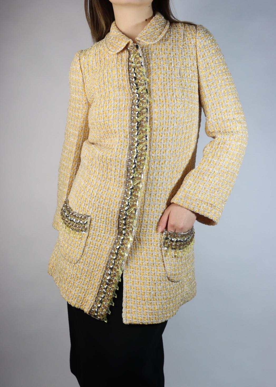 Vintage Dolce & Gabbana Yellow Tweed Embellished Jacket
