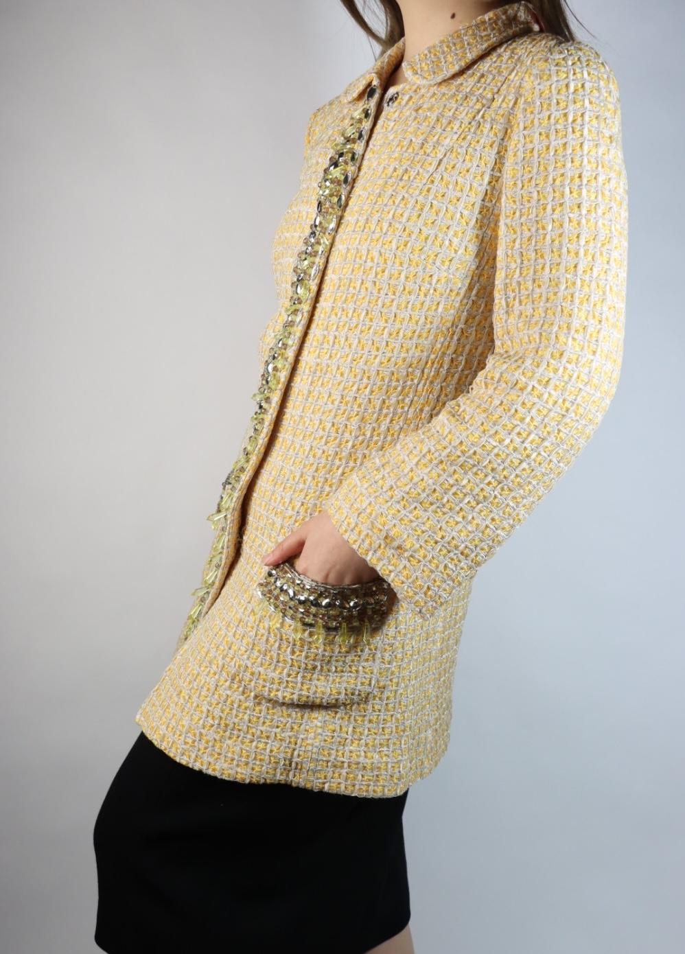 Vintage Dolce & Gabbana Yellow Tweed Embellished Jacket