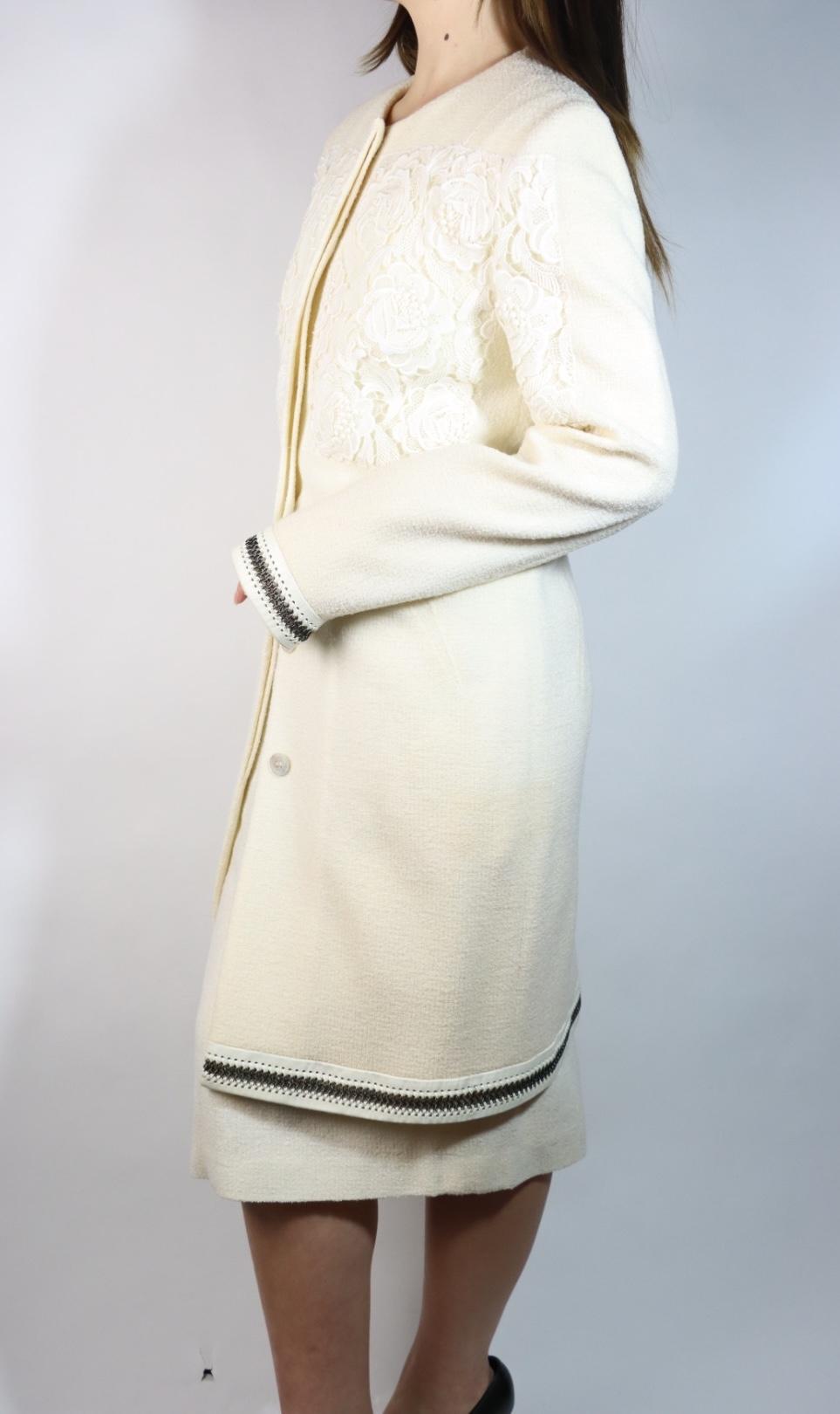 Vintage Dior Lace Flower White Jacket & Skirt Suit
