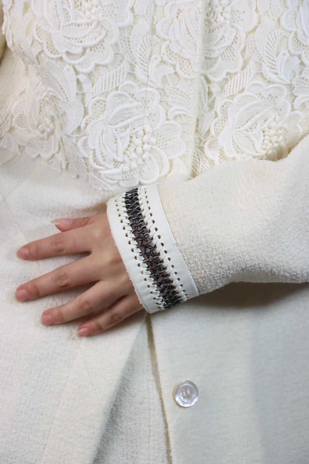 Vintage Dior Lace Flower White Jacket & Skirt Suit