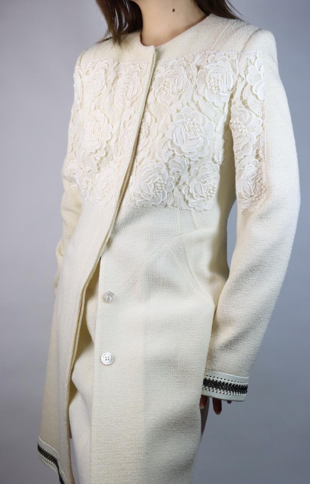 Vintage Dior Lace Flower White Jacket & Skirt Suit